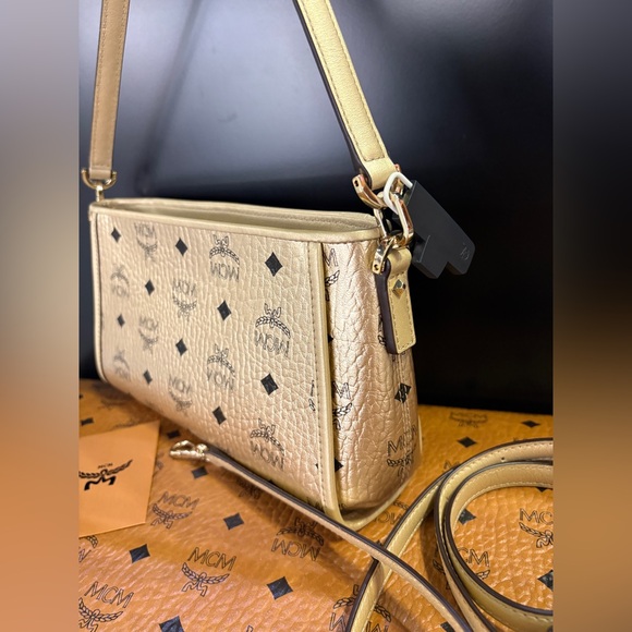MCM Gold Shoulder Bag Monogram with Gold Hardware - Picture 2 of 7